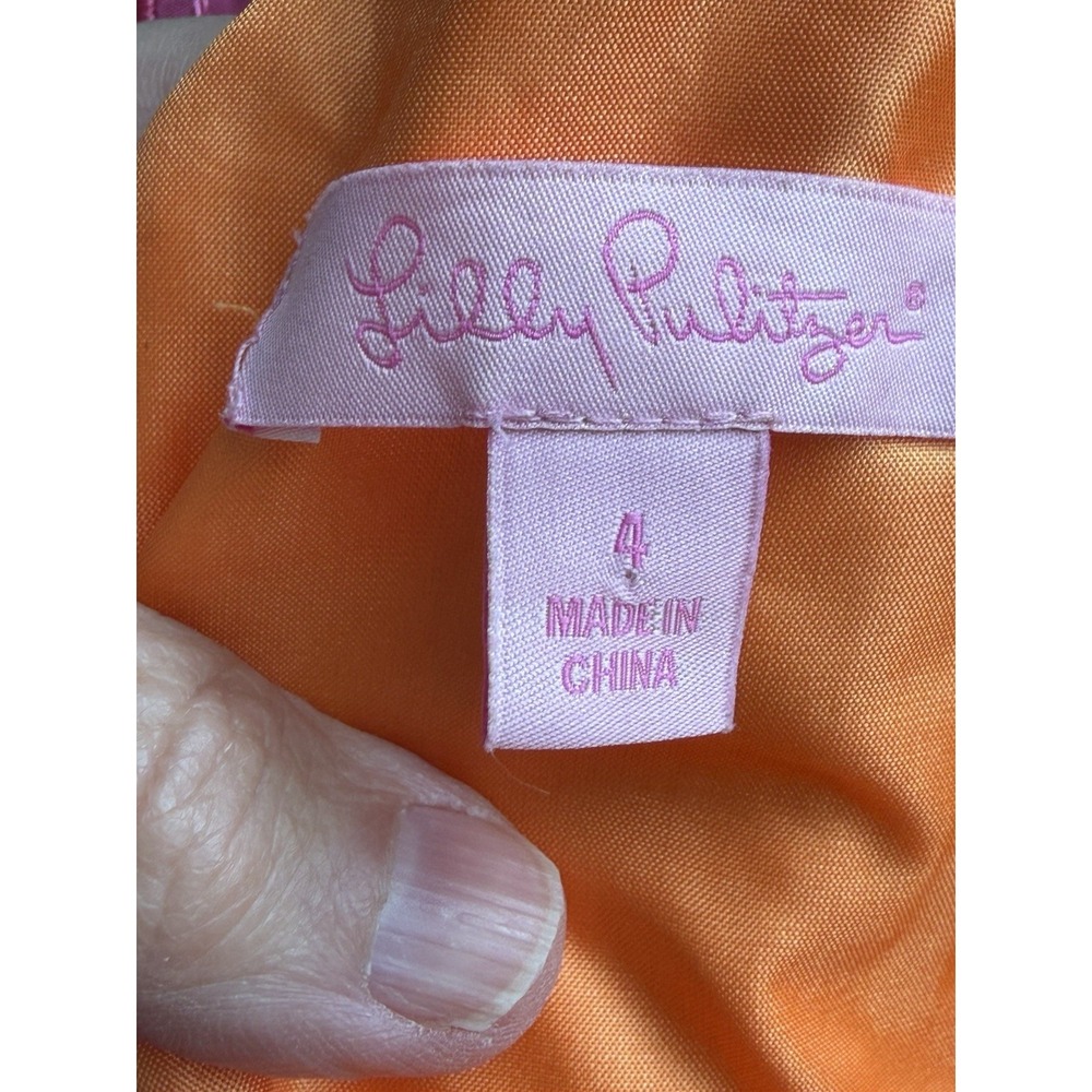 Lilly Pulitzer Silk Dress 4 One Shoulder Pink Lace Teresa Hotty Double Nothing - Picture 7 of 12
